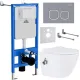 Унитаз подвесной Roxen Antares Bidet в комплекте с инсталляцией StounFix Dual Fresh 6 в 1 966430 кнопка: серый бетон