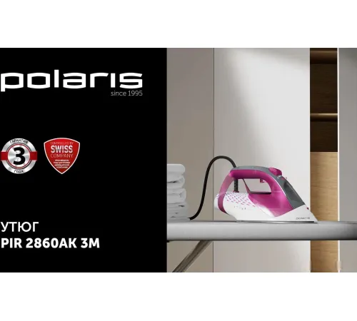 Утюг Polaris PIR 2860AK 3m черный/розовый