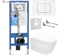 Унитаз подвесной Roxen Vine Tornado в комплекте с инсталляцией StounFix Dual Fresh 6 в 1 868653 кнопка: брашированное золото матовая