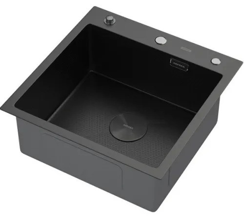 Кухонная мойка ARFEKA ECO AR мойка 500*500 POP-UP, коландер F, дозатор BLACK DECOR
