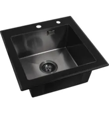 Кухонная мойка ARFEKA ECO AR 500*500 GS BLACK GLASS + BLACK PVD NANO