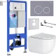 Унитаз подвесной Roxen Vortex в комплекте с инсталляцией StounFix Dual Fresh 6 в 1 966175 кнопка: серый бетон