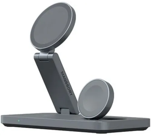 Беспроводное зарядное Magssory Yoga 3 в 1 Charging Station для Apple Qi2 WCH016m темно-серый
