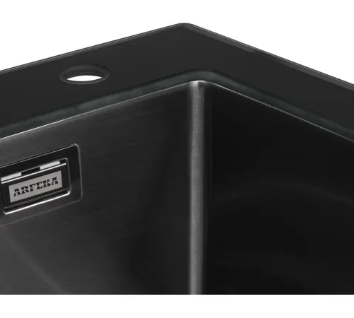 Кухонная мойка ARFEKA ECO AR 500*500 GS BLACK GLASS + BLACK PVD NANO
