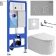 Унитаз подвесной Roxen Royal Matt в комплекте с инсталляцией StounFix Dual Fresh 6 в 1 968275 кнопка: хром - матовый