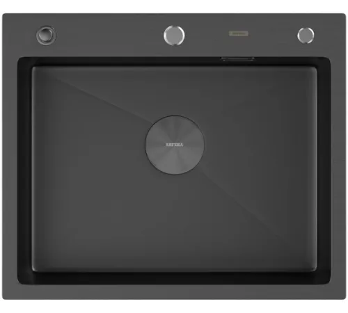 Кухонная мойка ARFEKA Eco AR 600*500 POP-UP BLACK PVD NANO