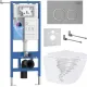 Унитаз подвесной Roxen Antares Tornado Long в комплекте с инсталляцией StounFix Dual Fresh 6 в 1 868435 кнопка: хром матовый матовая