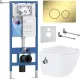 Унитаз подвесной Roxen Antares Bidet в комплекте с инсталляцией StounFix Dual Fresh 6 в 1 868484 кнопка: золото глянцевая