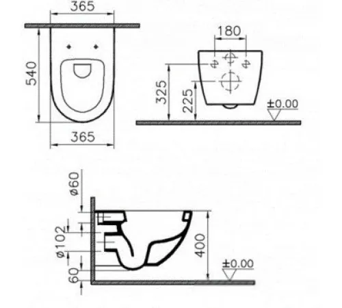 Унитаз Vitra Rim-Ex Sento 7748B003-0075 без сиденья