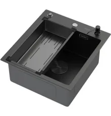 Кухонная мойка ARFEKA Eco AR мойка 450*500 POP-UP, коландер G, дозатор BLACK DECOR
