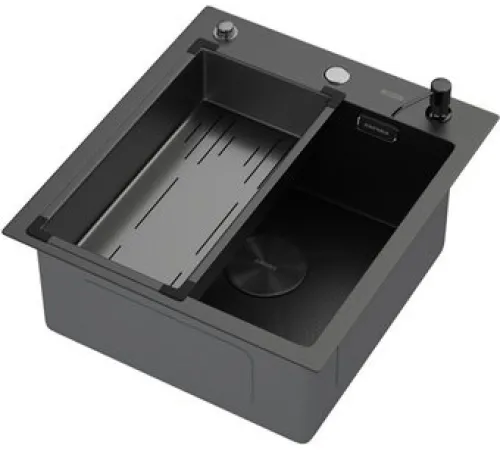 Кухонная мойка ARFEKA Eco AR мойка 450*500 POP-UP, коландер G, дозатор BLACK DECOR