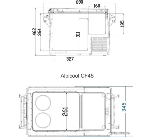 Компрессорный автохолодильник Alpicool CF45 без адаптера 220В