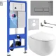 Унитаз подвесной Roxen Egg в комплекте с инсталляцией StounFix Dual Fresh 6 в 1 964210 кнопка: хром матовый