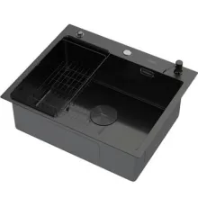 Кухонная мойка ARFEKA ECO AR мойка 600*500 POP-UP, коландер F, дозатор BLACK DECOR MILLET GRAINS