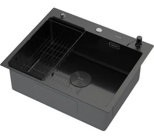 Кухонная мойка ARFEKA ECO AR мойка 600*500 POP-UP, коландер F, дозатор BLACK DECOR MILLET GRAINS