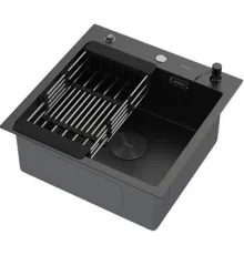 Кухонная мойка ARFEKA ECO AR мойка 500*500 POP-UP, коландер, дозатор BLACK DECOR