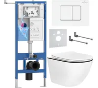 Унитаз подвесной Roxen Antares Black в комплекте с инсталляцией StounFix Dual Fresh 6 в 1 868551 кнопка: белый глянцевая
