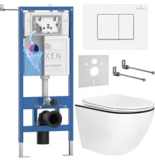 Унитаз подвесной Roxen Antares Black в комплекте с инсталляцией StounFix Dual Fresh 6 в 1 868551 кнопка: белый глянцевая