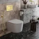 Унитаз подвесной Roxen Simple compact в комплекте с инсталляцией StounFix Dual Fresh 6 в 1 968480 кнопка: брашированное золото