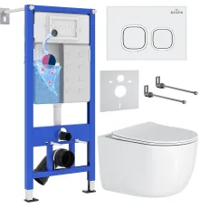 Унитаз подвесной Roxen Vortex Tornado в комплекте с инсталляцией StounFix Dual Fresh 6 в 1 964425 кнопка: белый глянец
