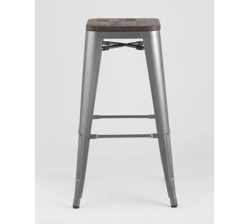 Табурет Stool Group TOLIX WOOD барный серебристый матовый