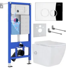 Унитаз подвесной Roxen Cube Bidet One Rimless 6 в 1 StounFix Dual Fresh 521082 кнопка: хром