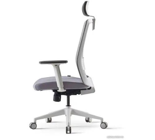 Офисное кресло Bestuhl S30 White Pl с подголовником и рег. подлокотником черная сетка/серая ткань