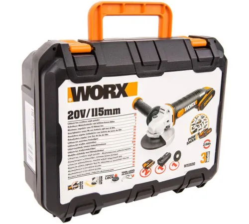 Угловая шлифмашина Worx WX800 с 2-мя АКБ, кейс