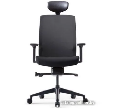 Офисное кресло Bestuhl J1 Black Pl с подголовником и подлокотником черная сетка/черная ткань