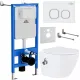 Унитаз подвесной Roxen Antares Bidet в комплекте с инсталляцией StounFix Dual Fresh 6 в 1 934445 кнопка: белый глянец