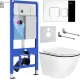 Унитаз подвесной Roxen Antares Black в комплекте с инсталляцией StounFix Dual Fresh 6 в 1 964686 кнопка: хром глянец