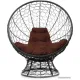 Кресло M-Group Кокос на подставке 11590405 черный ротанг/коричневая подушка