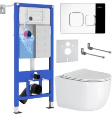 Унитаз подвесной Roxen Vortex Tornado в комплекте с инсталляцией StounFix Dual Fresh 6 в 1 964469 кнопка: хром глянец