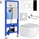 Унитаз подвесной Roxen Vortex Tornado в комплекте с инсталляцией StounFix Dual Fresh 6 в 1 964469 кнопка: хром глянец