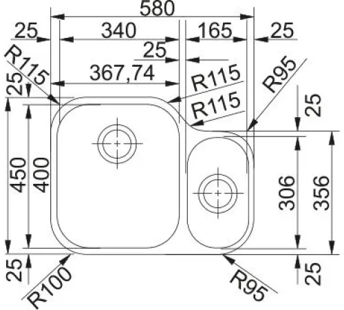 Кухонная мойка Franke Armonia AMX 160 122.0021.448 стальной