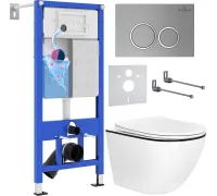 Унитаз подвесной Roxen Antares Black в комплекте с инсталляцией StounFix Dual Fresh 6 в 1 964670 кнопка: хром матовый