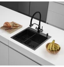 Кухонная мойка ARFEKA ECO AR мойка 500*500, коландер F, дозатор BLACK DECOR MILLET