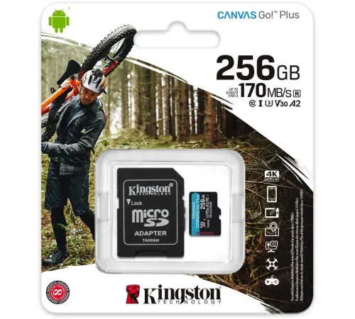 Карта памяти Kingston Canvas Go! Plus microSDXC 256GB SDCG3/256GB с адаптером