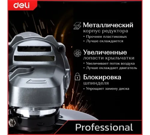 Угловая шлифмашина Deli DE-JM125-4E