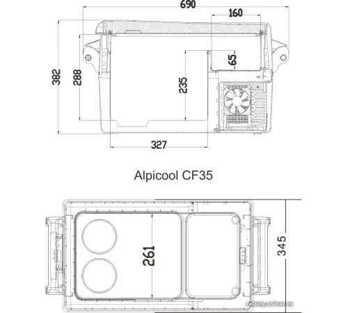 Компрессорный автохолодильник Alpicool CF35 без адаптера 220В