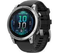 Умные часы Garmin Fenix E 47мм нержавеющая сталь, черный силиконовый ремешок