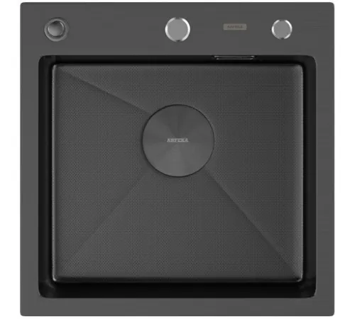 Кухонная мойка ARFEKA ECO AR 450*450 POP-UP BLACK PVD NANO DECOR MILLET GRAINS настольная