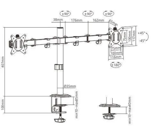 Кронштейн для монитора Gembird MA-D2-01