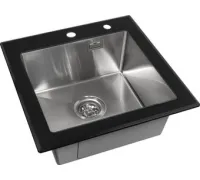 Кухонная мойка ARFEKA ECO AR 500*500 GS BLACK GLASS + SATIN