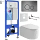 Унитаз подвесной Roxen Royal Matt в комплекте с инсталляцией StounFix Dual Fresh 6 в 1 968283 кнопка: оружейная сталь