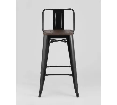 Стул Stool Group Tolix Wood со спинкой YD-H765E-W LG-01 черный глянцевый/темное дерево