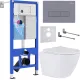 Унитаз подвесной Roxen Antares 530185-01 в комплекте с инсталляцией StounFix Dual Fresh 6 в 1 966771 кнопка: серый гранит