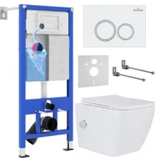 Унитаз подвесной Roxen Cube Bidet One Rimless 6 в 1 StounFix Dual Fresh 506235 кнопка: белый глянец