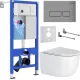 Унитаз подвесной Roxen Vortex Tornado в комплекте с инсталляцией StounFix Dual Fresh 6 в 1 964538 кнопка: хром матовый