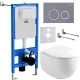 Унитаз подвесной Roxen Egg в комплекте с инсталляцией StounFix Dual Fresh 6 в 1 966160 кнопка: серый бетон
